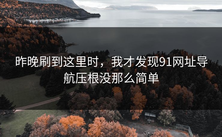 昨晚刷到这里时,我才发现91网址导航压根没那么简单 昨晚刷到这里时,我才发现91网址导航压根没那么简单